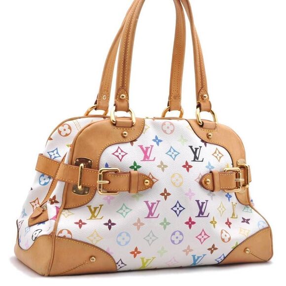Auth Louis Vuitton Monogram Multicolor Claudia Hand Bag White Lv - Picture 1 of 16